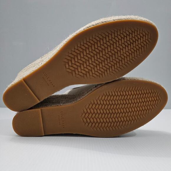 NEW Cole Haan Cloudfeel Southcrest Sandal Wedge Espadrille Ivory Leather Size 10 - Picture 10 of 12